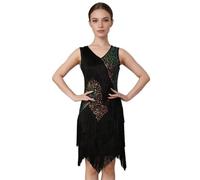 Robe de Danse Latine à Franges Robe de Danse Latine Femmes Frange Paillettes clapet Salsa Tango Salle Bal Gland Costume pour Spectacle(Color-03,M)