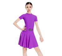 Robe de danse latine à manches longues pour filles idéale les compétitions | Robe de danse de salon pour fille en nylon élastique, costume de rumba et samba