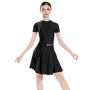 Robe de danse latine à manches longues pour filles idéale les compétitions | Robe de danse de salon pour fille en nylon élastique, costume de rumba et samba