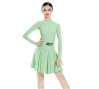 Robe de danse latine à manches longues pour filles idéale les compétitions | Robe de danse de salon pour fille en nylon élastique, costume de rumba et samba