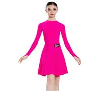 Robe de danse latine à manches longues pour filles idéale les compétitions | Robe de danse de salon pour fille en nylon élastique, costume de rumba et samba