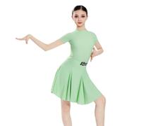 Robe de danse latine à manches longues pour filles idéale les compétitions | Robe de danse de salon pour fille en nylon élastique, costume de rumba et samba
