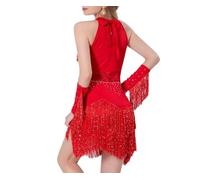 Robe de danse latine dos nu à paillettes pour femme - Costume sexy pour boîte de nuit, spectacle, spectacle, spectacle, spectacle