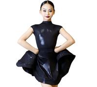 Robe de Danse Latine pour Filles, Manches Longues Tenue de Salsa, de Danse de Salon, de cha-cha et de Danse Moderne Jupe de compétition,D,140