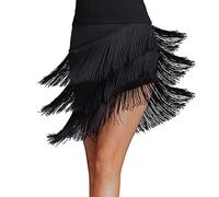 Robe de danse latine tango à franges pour femme, Noir , XXS
