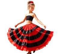 Robe de Danse pour Fille avec Volants pour Le Spectacle d'ouverture de la Corrida espagnole (F-Red, 10-12 Years)