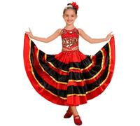 Robe de Danse pour Fille, Style Corrida espagnole, avec Jupe Ample et tourbillonnante pour Spectacle sur scène (B-Red, 10-12 Years)