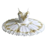 Robe de Danse pour Fille Tutu de Ballet Style Galette | Tutu brodé de perles et de perles, tenue de danse pour compétition de gymnastique et de danse.