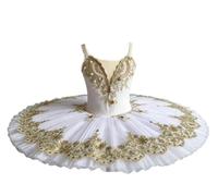 Robe de Danse pour Fille Tutu de Ballet Style Galette | Tutu brodé de perles et de perles, tenue de danse pour compétition de gymnastique et de danse.