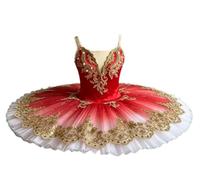 Robe de Danse pour Fille Tutu de Ballet Style Galette | Tutu brodé de perles et de perles, tenue de danse pour compétition de gymnastique et de danse.