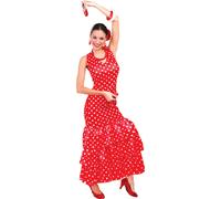 Robe de danseuse Culture Flamenco Carnaval Festif Rouge à pois Rythme Folklore espagnol, Taille : 38 - 40 (M) Couleur : Rouge