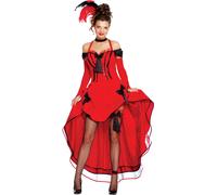 Robe de danseuse de cow-boy Costume de carnaval Charme rouge Accent d'épaule Tenue captivante Elégance festive Carnaval Western Chic, Taille : 38 - 40 (M) Couleur : Rouge
