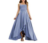 Robe de demoiselle d'honneur à manches volantées pour fille - Robe de princesse pour concours de beauté, fête d'anniversaire - Robe de bal formelle pour enfants, Y1-1-bleu, 9-10 ans