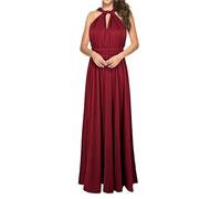 Robe de Demoiselle d'honneur Convertible Grande Taille, Robe Longue Maxi Portefeuille Multi-Positions, Rouge vin, Petite