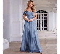 Robe de demoiselle d'honneur élégante et scintillante bleu d'été et début d'automne, à bretelle spaghetti, sans manches, avec décoration florale 3D, convient pour les soirées formelles, les fêtes d'an