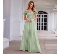 Robe de demoiselle d'honneur élégante vert olive avec décoration florale 3D, épaules dénudées et bretelles fines, pour l'été et le début de l'automne, convient aux invités de mariage, aux occasions fo
