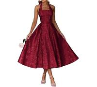 Robe de demoiselle d'honneur en satin floral pour femme - Robe de soirée plissée - Grande taille, bordeaux, 54 Grande taille