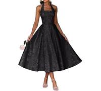 Robe de demoiselle d'honneur en satin floral pour femme - Robe de soirée plissée - Grande taille, Noir , 42