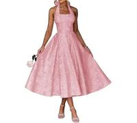 Robe de demoiselle d'honneur en satin floral pour femme - Robe de soirée plissée - Grande taille, rose, 56 Grande taille
