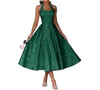 Robe de demoiselle d'honneur en satin floral pour femme - Robe de soirée plissée - Grande taille, vert chasse, 56 Grande taille