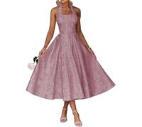 Robe de demoiselle d'honneur en satin floral pour femme - Robe de soirée plissée - Grande taille, vieux rose, 56 Grande taille