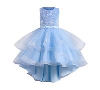 Robe de demoiselle d'honneur en tulle avec paillettes - Robe de princesse brillante sans manches pour mariages, anniversaires, demoiselles d'honneur, occasions formelles, bleu, 5-6 ans