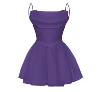 Robe de demoiselle d'honneur en tulle pour femme - Robe de princesse bouffante - Robe de cocktail plissée - Grande taille, Violet foncé uni, 42