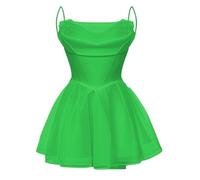 Robe de demoiselle d'honneur en tulle pour femme - Robe de princesse bouffante - Robe de cocktail plissée - Grande taille, Vert uni., 38