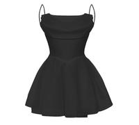 Robe de demoiselle d'honneur en tulle pour femme - Robe de princesse bouffante - Robe de cocktail plissée - Grande taille, noir uni, 50 Grande taille