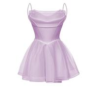 Robe de demoiselle d'honneur en tulle pour femme - Robe de princesse bouffante - Robe de cocktail plissée - Grande taille, Lilas uni, 58 Grande taille