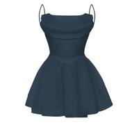 Robe de demoiselle d'honneur en tulle pour femme - Robe de princesse bouffante - Robe de cocktail plissée - Grande taille, Bleu marine uni, 54 Grande taille