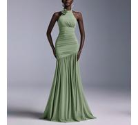 Robe de demoiselle d'honneur longue avec superposition de tulle à volants sur le buste et queue de poisson, de couleur bleu poudre et à motifs floraux élégants L,M,S,XL,XS,XXL,XXS,XXXL,XXXXLTissu tric