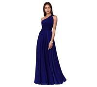 Robe De Demoiselle d'honneur Longue en Mousseline À Une Épaule Femme Robe De Soirée Formelle Taille Froncée,Royal Blue,L