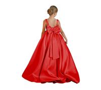 Robe de demoiselle d'honneur pour mariage, enfants, princesse, première communion, concours de beauté, robe de bal avec nœud, Rouge, 10 ans