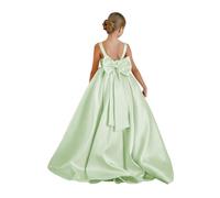 Robe de demoiselle d'honneur pour mariage pour enfants, princesse, première communion, robes formelles pour concours de beauté, robes de bal avec nœud KAMISIIGA, sauge, 10 ans