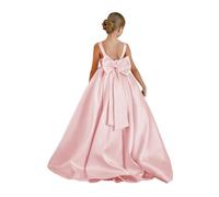 Robe de demoiselle d'honneur pour mariage pour enfants, princesse, première communion, robes formelles, robes de bal pour concours avec nœud, rose bébé, 4 ans