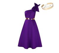 Robe De Demoiselle d'honneur Robes de Demoiselle d'honneur de soirée à Une épaule, for Mariage, Bal de Promo, Anniversaire(Purple,14)
