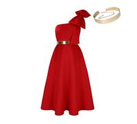 Robe De Demoiselle d'honneur Robes de Demoiselle d'honneur de soirée à Une épaule, for Mariage, Bal de Promo, Anniversaire(Red,16W)