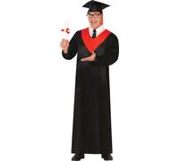 Robe de diplômé Bleu Rouge Chapeau Tunique Adulte Eté Remise des diplômes Cérémonies Vêtements de fête Vêtements académiques Cérémonie Joie Rouge Bleu, Taille : 52 - 54 (L) Couleur : Noir