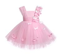 Robe de F?te Pour B?b? Princesse Fillette Fleurie Robe de Bapt?me Petits Enfants Papillon Robe de F?te Mariage 1er Anniversaire Robe de Tulle Formelle Robe de Soir?e ?t? V?tements Rosa 12-18 Mois