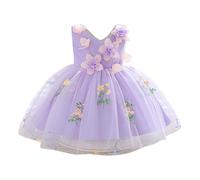 Robe de Fée Brodée pour Fille Jupe Fête Élégante avec Motif Naturel et Deguisement 2 Ans Anniversaire Princesse Rouge Bebe