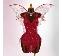 Robe de femme Halloween Fairy COS avec sequins, à bretelles croisées ajourées L,M,S,XS,XXSImprimés aléatoiresSequins