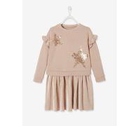 Robe de fête bi-matière fille étoiles en sequins fille rose 4A