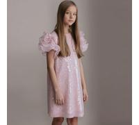 Robe de fête de Noël élégante avec manches à pétales pailletées pour préadolescentes, robe de princesse convenant pour l'anniversaire d'une fille, un banquet, un gala du soir, une robe de demoiselle d