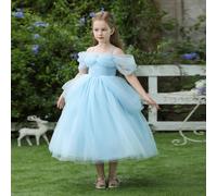 Robe de fête en tulle à fines bretelles bleue pour jeune fille, robe de princesse élégante convenant comme cadeau d'anniversaire, pour une fête, un cosplay, un bal de promo, Halloween, une robe de dem