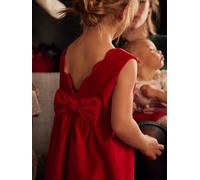 VERTBAUDET Robe de fête en Velours Lisse Fille Noeud au Dos Rouge 4A