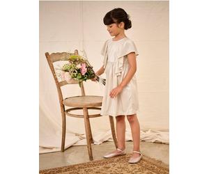 Robe de fête lamée effet plissé fille manches papillon or 3A