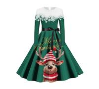 Robe De FêTe Manches Longues Femme Robe De NoëL Vintage, VêTements De SoiréE Grande Taille Classique Swing Coupe Slim Chic Et ÉLéGants Ourlet Ample PlisséE Polyvalent avec Ceinture