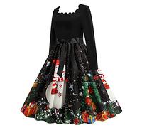 Robe De FêTe Manches Longues Femme Robe De NoëL Vintage, VêTements De SoiréE Grande Taille Classique Swing Coupe Slim Chic Et ÉLéGants Ourlet Ample PlisséE Polyvalent avec Ceinture