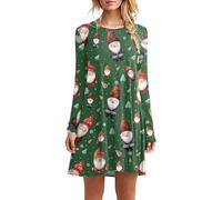 Robe De FêTe Manches Longues Femme Robe NoëL Grande Taille, VêTements De SoiréE Chic à Col Rond Tunique DéContractéE Fluide Simple Et Elegant Moderne Mini Confortable